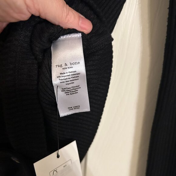 Rag & Bone The Knit Rib Cardigan Black Button Down Long Sleeve SZS Lightweight - Picture 9 of 10